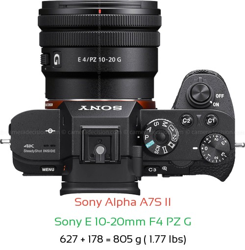 Sony A7S II with Sony E 10-20mm F4 PZ G Lens Size