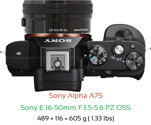 Sony A7S with Sony E 16-50mm F3.5-5.6 PZ OSS Lens Size