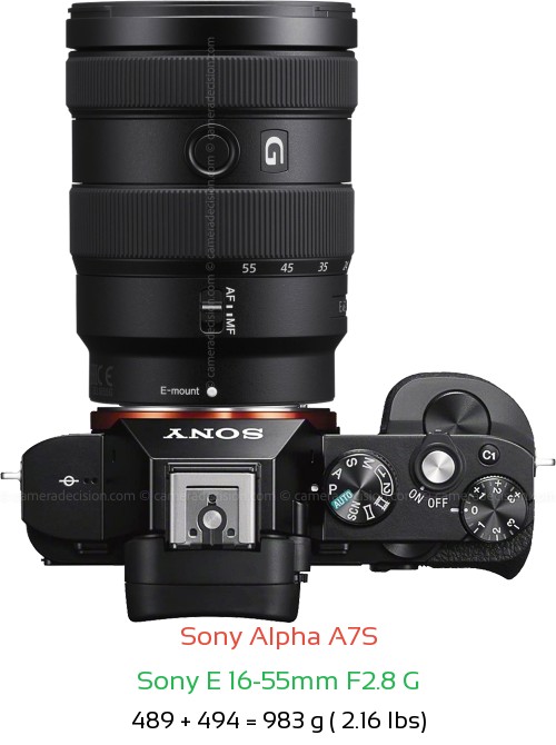 Sony A7S with Sony E 16-55mm F2.8 G Lens Size