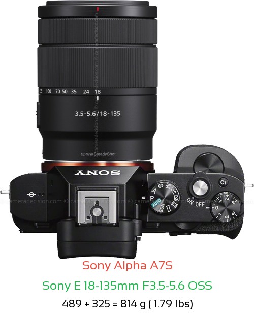 Sony A7S with Sony E 18-135mm F3.5-5.6 OSS Lens Size