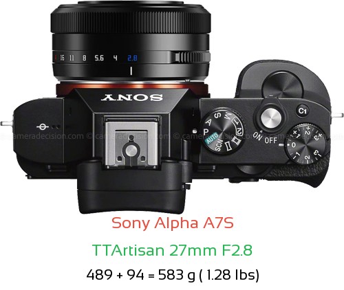 Sony A7S with TTArtisan 27mm F2.8 Lens Size