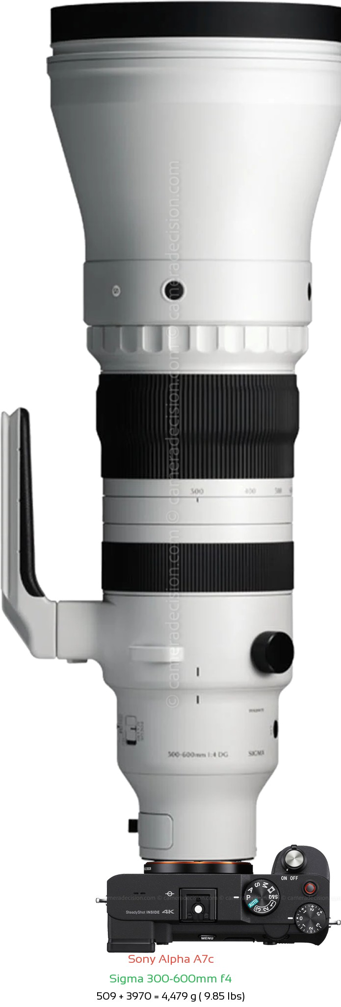 Sony A7c with Sigma 300-600mm f4 Lens Size