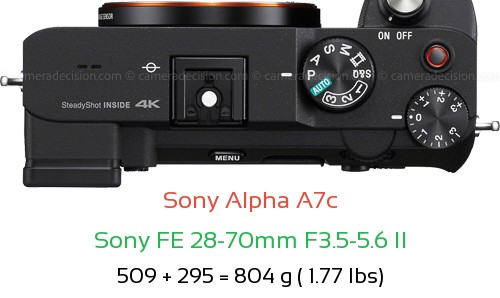 Sony A7c with Sony FE 28-70mm F3.5-5.6 II Lens Size