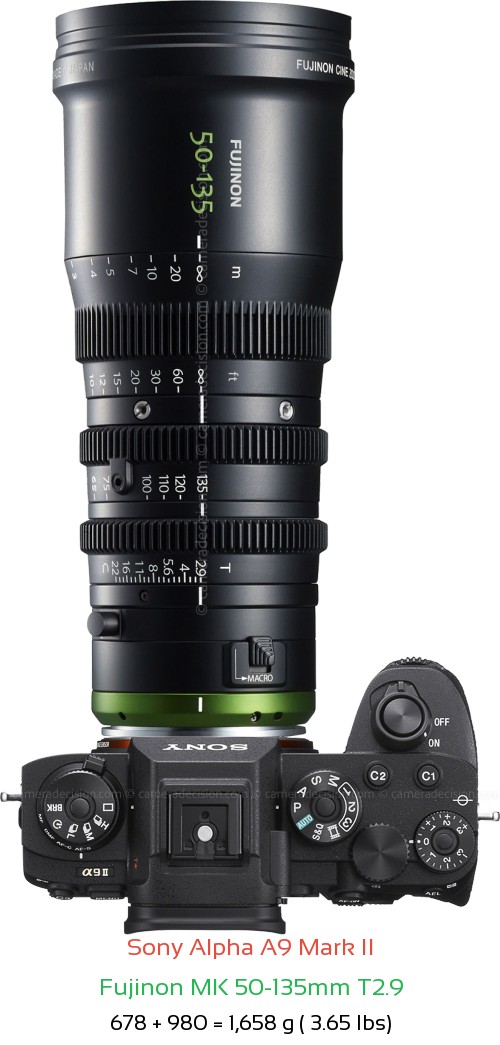 Sony A9 II with Fujinon MK 50-135mm T2.9 Lens Size