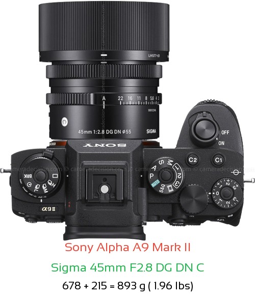 Sony A9 II with Sigma 45mm F2.8 DG DN C Lens Size