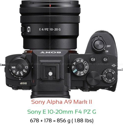 Sony A9 II with Sony E 10-20mm F4 PZ G Lens Size