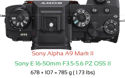 Sony A9 II with Sony E 16-50mm F3.5-5.6 PZ OSS II Lens Size