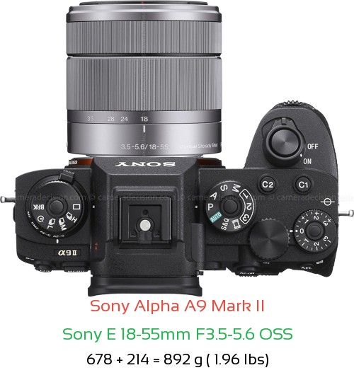Sony A9 II with Sony E 18-55mm F3.5-5.6 OSS Lens Size