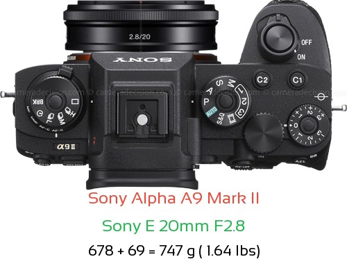 Sony A9 II with Sony E 20mm F2.8 Lens Size
