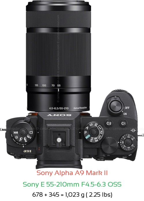 Sony A9 II with Sony E 55-210mm F4.5-6.3 OSS Lens Size