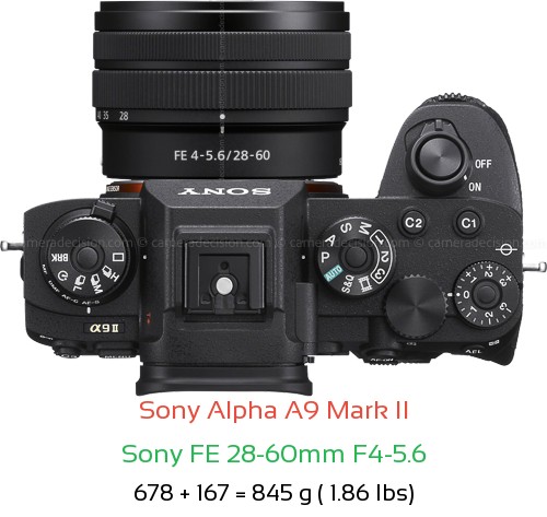 Sony A9 II with Sony FE 28-60mm F4-5.6 Lens Size
