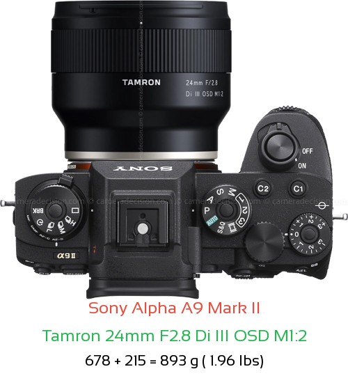 Sony A9 II with Tamron 24mm F2.8 Di III OSD M1:2 Lens Size