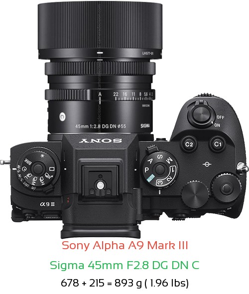 Sony A9 III with Sigma 45mm F2.8 DG DN C Lens Size