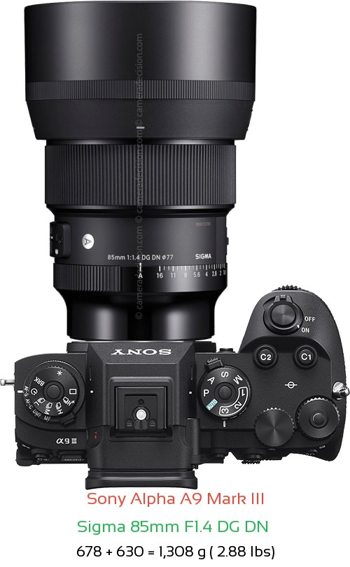 Sony A9 III with Sigma 85mm F1.4 DG DN  Lens Size