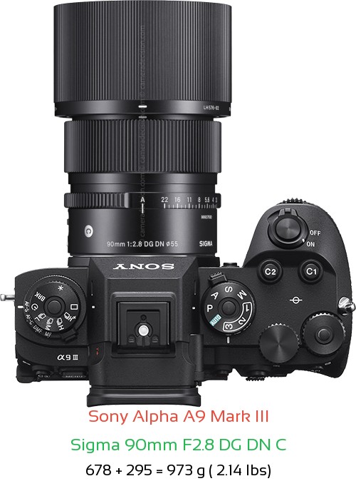Sony A9 III with Sigma 90mm F2.8 DG DN C Lens Size