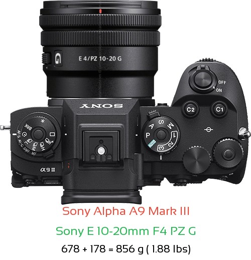 Sony A9 III with Sony E 10-20mm F4 PZ G Lens Size