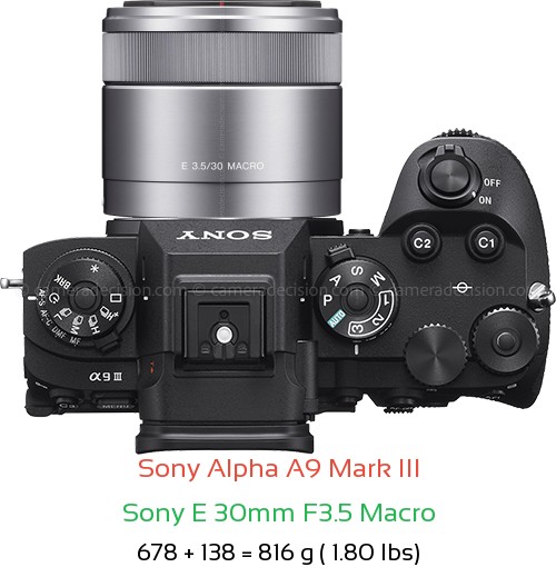 Sony A9 III with Sony E 30mm F3.5 Macro Lens Size