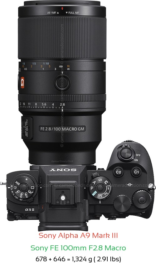 Sony A9 III with Sony FE 100mm F2.8 Macro Lens Size