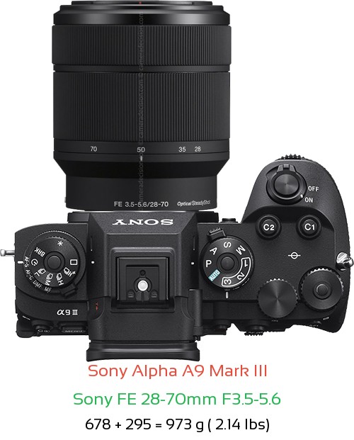 Sony A9 III with Sony FE 28-70mm F3.5-5.6 Lens Size