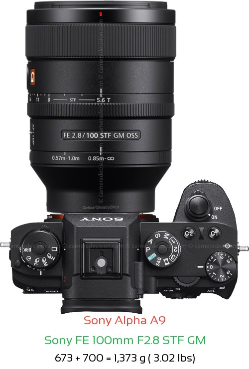 Sony A9 with Sony FE 100mm F2.8 STF GM Lens Size