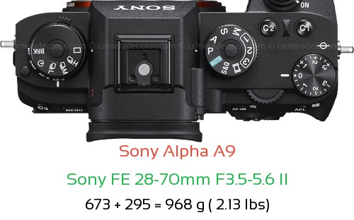 Sony A9 with Sony FE 28-70mm F3.5-5.6 II Lens Size