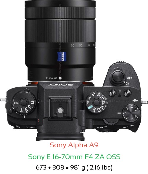 Sony A9 with Sony E 16-70mm F4 ZA OSS Lens Size