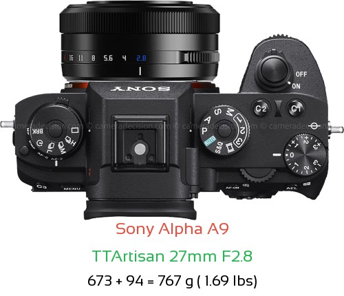 Sony A9 with TTArtisan 27mm F2.8 Lens Size