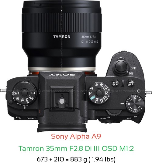 Sony A9 with Tamron 35mm F2.8 Di III OSD M1:2 Lens Size