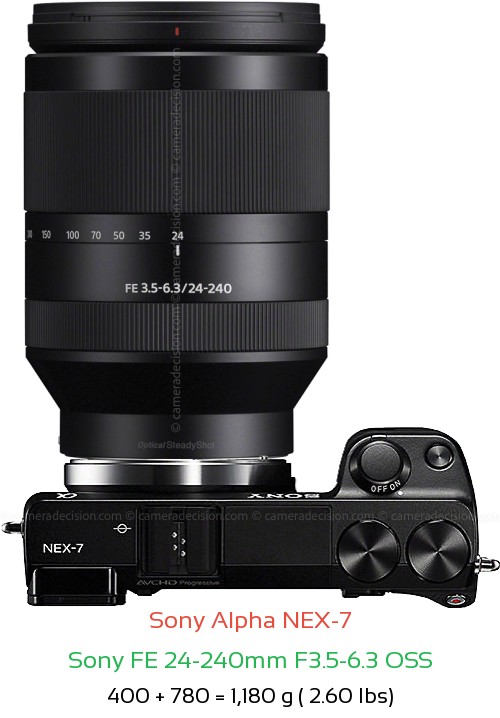Sony NEX-7 with Sony FE 24-240mm F3.5-6.3 OSS Lens Size