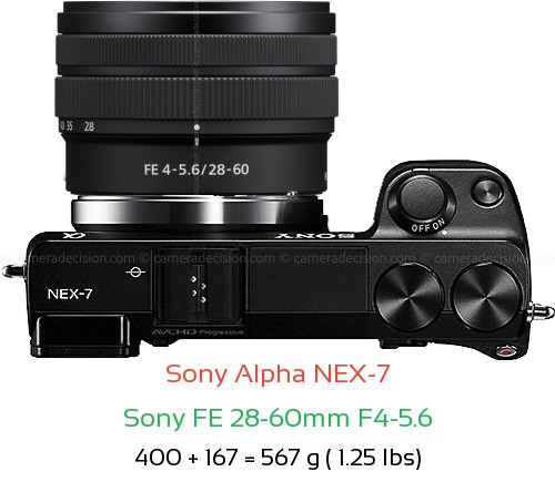 Sony NEX-7 with Sony FE 28-60mm F4-5.6 Lens Size