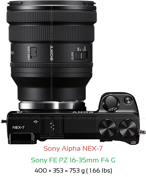 Sony NEX-7 with Sony FE PZ 16-35mm F4 Lens Size