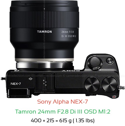 Sony NEX-7 with Tamron 24mm F2.8 Di III OSD M1:2 Lens Size