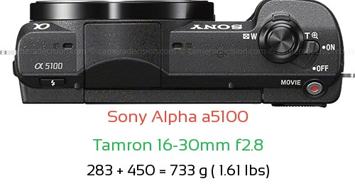 Sony a5100 with Tamron 16-30mm f2.8 Lens Size