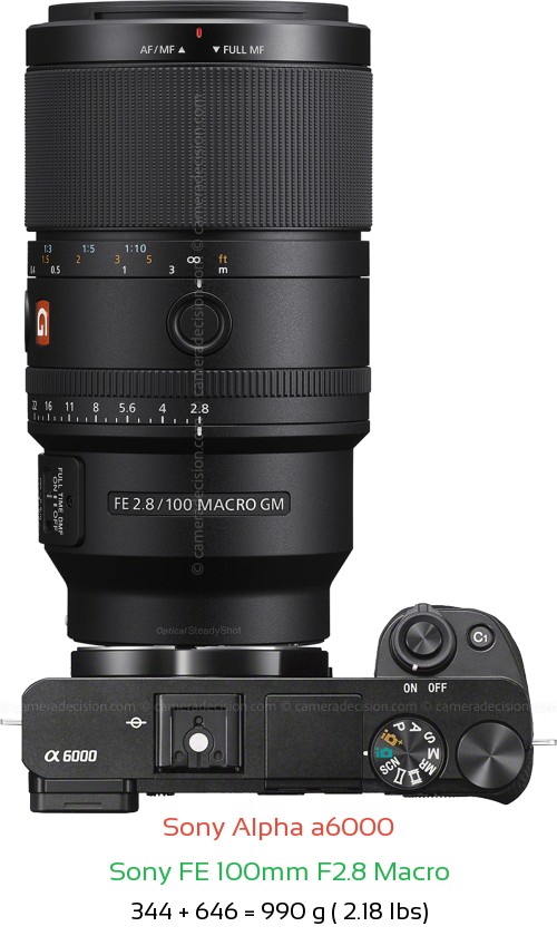 Sony A6000 with Sony FE 100mm F2.8 Macro Lens Size
