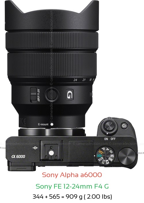 Sony A6000 with Sony FE 12-24mm F4 G Lens Size