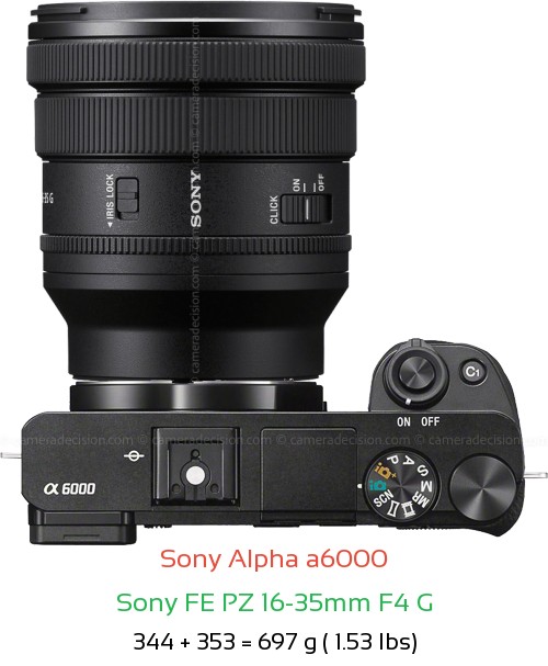 Sony A6000 with Sony FE PZ 16-35mm F4 Lens Size
