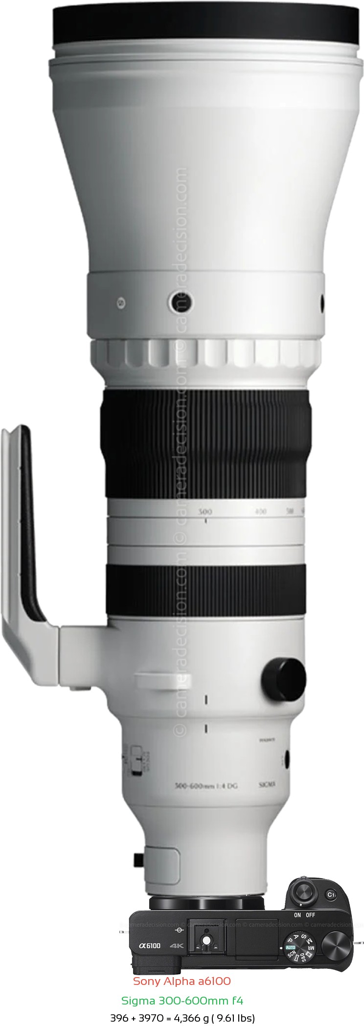 Sony A6100 with Sigma 300-600mm f4 Lens Size