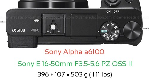 Sony A6100 with Sony E 16-50mm F3.5-5.6 PZ OSS II Lens Size