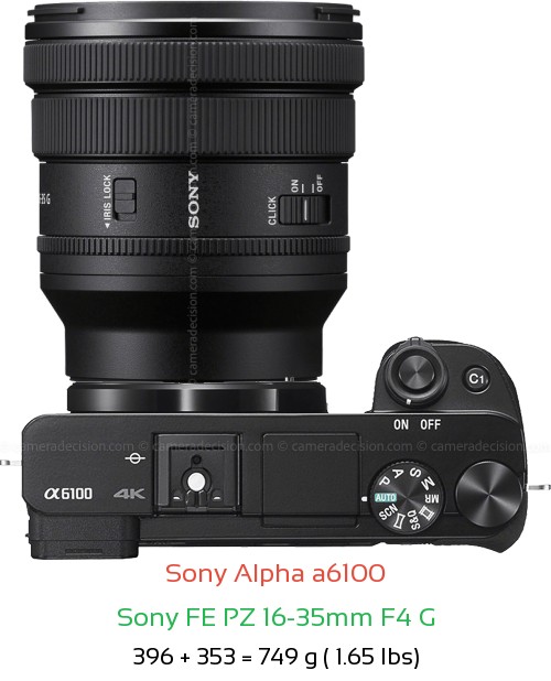 Sony A6100 with Sony FE PZ 16-35mm F4 Lens Size