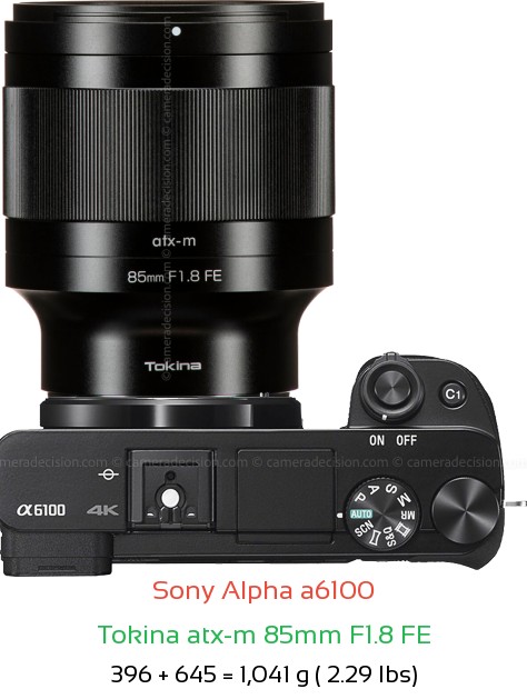 Sony A6100 with Tokina atx-m 85mm F1.8 FE Lens Size