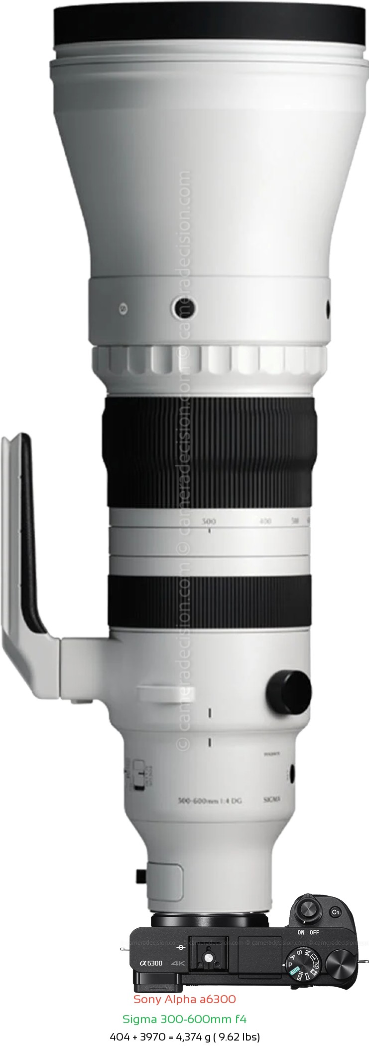 Sony A6300 with Sigma 300-600mm f4 Lens Size