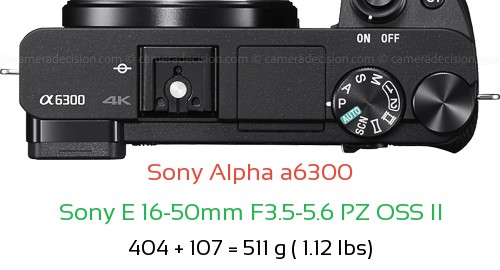 Sony A6300 with Sony E 16-50mm F3.5-5.6 PZ OSS II Lens Size