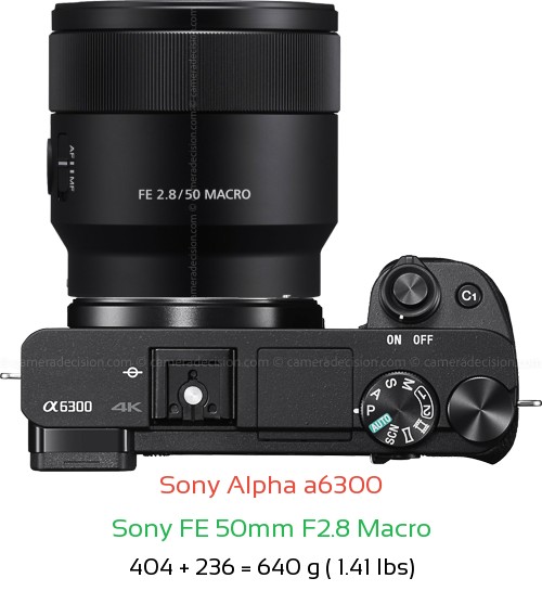 Sony A6300 with Sony FE 50mm F2.8 Macro Lens Size