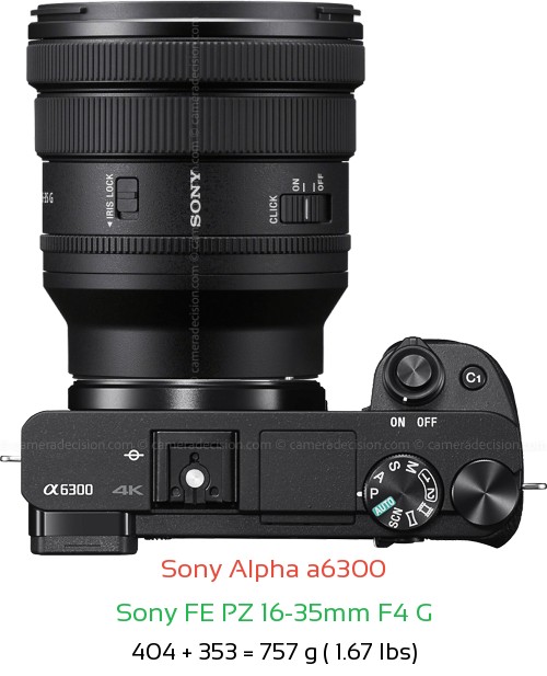 Sony A6300 with Sony FE PZ 16-35mm F4 Lens Size