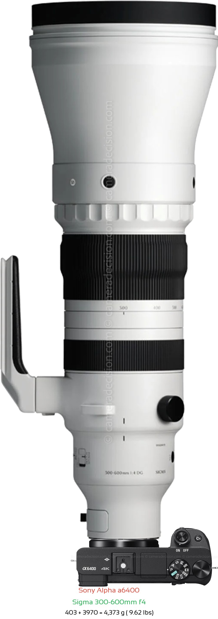 Sony A6400 with Sigma 300-600mm f4 Lens Size