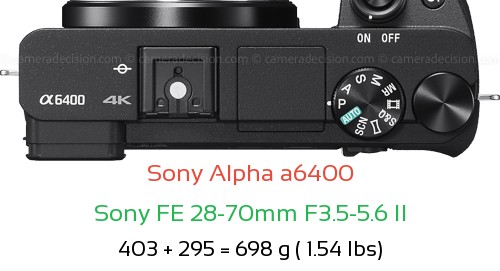 Sony A6400 with Sony FE 28-70mm F3.5-5.6 II Lens Size