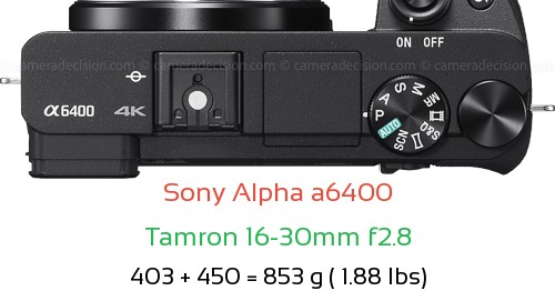 Sony A6400 with Tamron 16-30mm f2.8 Lens Size