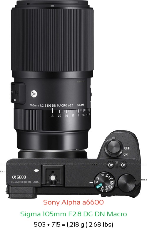 Sony A6600 with Sigma 105mm F2.8 DG DN Macro Lens Size