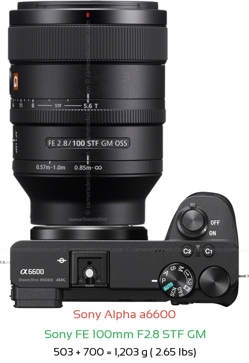 Sony A6600 with Sony FE 100mm F2.8 STF GM Lens Size