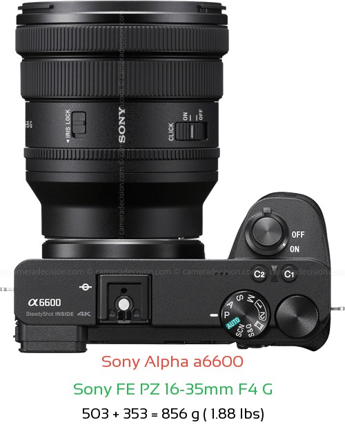 Sony A6600 with Sony FE PZ 16-35mm F4 Lens Size